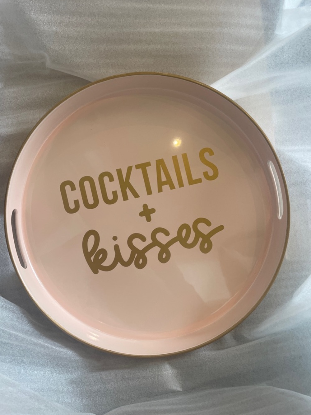 Cocktails + Kisses Pink Serving Tray